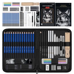 Prina 50er Pack Zeichenset Skizzenset, Skizzierzubehör mit 3-farbigen Skizzenb... - Bild 1 von 8