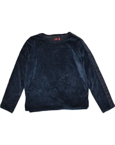KAPPA maglione felpa donna velluto UK 10 piccolo blu navy cotone QV02 - Foto 1 di 4