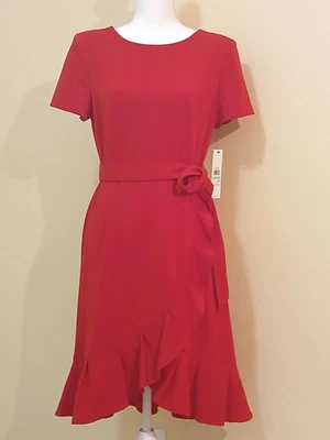 Calvin Klein Women's Short Sleeve Round Neck Ruffle Skirt Dress Size 14 - Image 1 of 2