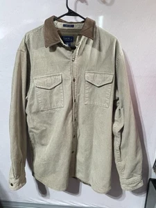 CLUB ROOM mens M corduroy Field Jacket Shirt Button up 2 pockets leather collar - Picture 1 of 7