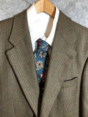 Chaqueta Abrigo Deportivo Chaps Ralph Lauren Blazer Para Hombre Mediano Marrón Lana Pata de Gallo Foto 1 de 4