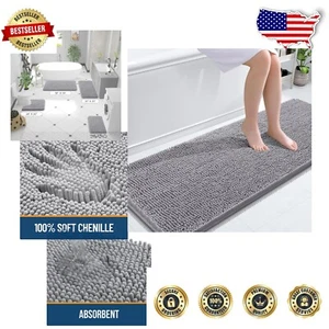 Machine Washable 59" x 24" Extra Soft Chenille Bath Rug with Non-Slip Backing - Picture 1 of 8