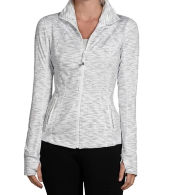 Reflex 90 Degree Space Dyed Full Zip Funnel Jacket White Gray Large New $98 - Image 1 of 4