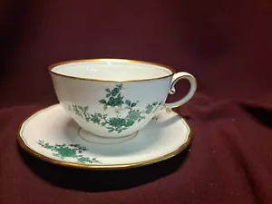 Augarten Wien Vienna Maria Theresia Cup/Saucer Gold Trim 9-3/8” #5098 Green - Picture 1 of 10