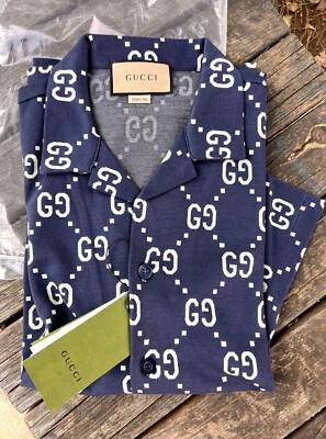Camisa de algodón de manga corta con botones Gucci doble G para hombre talla regular 2XLarge Foto 1 de 4