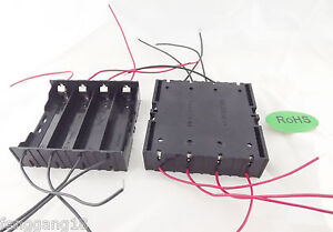 1x Hold Four 4 Li-ion 18650 Battery Holder Case DIY With 8 Leads Wire Black