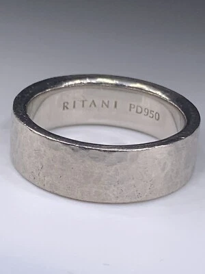 Anillo de boda RITANI para hombre acabado martillado paladio 7 mm talla 10 Foto 1 de 4