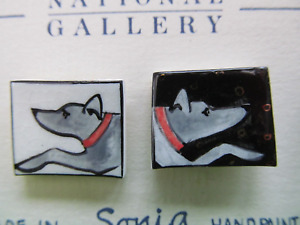National Gallery Sonia Spencer Bone China Dog Day Night Cufflinks Unworn Boxed