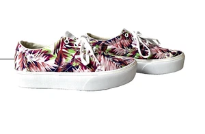 VANS Off The Wall Women's 8.5 Tropical Print Canvas Platform Sneaker Lace Up Low - Picture 1 of 10