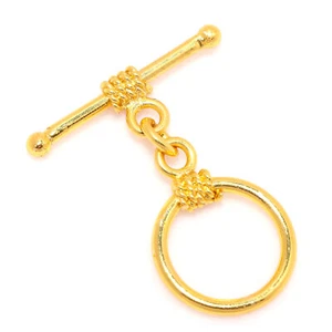 6 Set 17X28mm Bali Toggle Clasp 18k Gold Plated Jewelry Making 561 vs-79 - Picture 1 of 3