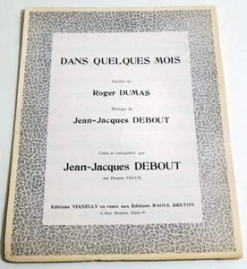 Partition vintage sheet music JEAN-JACQUES DEBOUT : Dans Quelques Mois * 60's - Foto 1 di 1