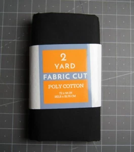 2 Yards Solid Black Poly Cotton Fabric 72" X 44" - Picture 1 of 2
