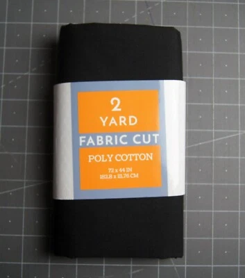 2 Yards Solid Black Poly Cotton Fabric 72" X 44" - Image 1 of 2