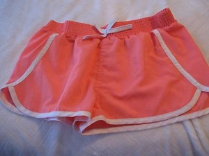 ZEROXPOSUR SWIMWEAR, GIRL'S PINK/WHITE NYLON ELASTIC SHORTS, SIZE 10 - Picture 1 of 4