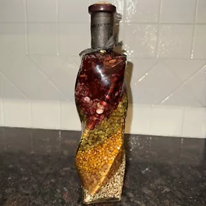 Bottiglia di vetro infuso olio aceto di mais fagioli 13,5" vintage decorazione cucina 4,12 libbre - Foto 1 di 10