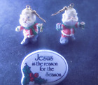 Boucles d'oreilles vintage Noël Père Noël et broche (313)