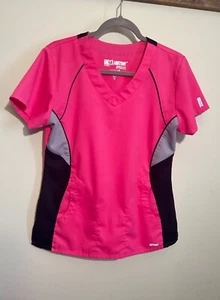 Grey's Anatomy Barco Active Womens V-Neck Scrub Top Med Pink black uniform nurse - Picture 1 of 9