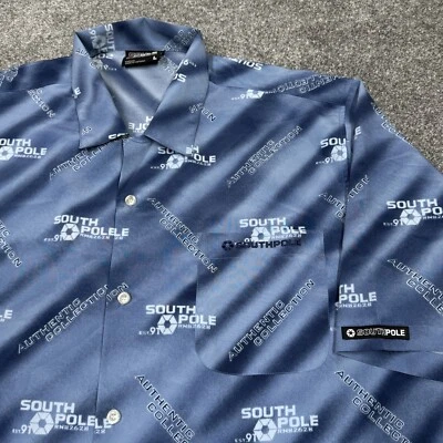 Southpole Shirt Men Large Blue Button Down Warm Retro Patterned Y2K Vintage - Image 1 of 4