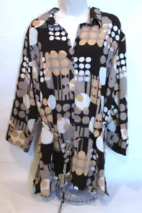 MIllenium Women's 3X Brown Beige & White Retro Blouse - Picture 1 of 6