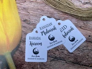 Personalised Eid Mubarak Ramadan Kareem Gift label Favour Tags Thank You EM1b - Picture 1 of 4