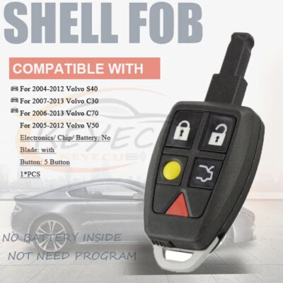 for Volvo S40 S60 V50 C30 C70 2006-2013 Remote Key Shell Fob 5Buttons LTQV0315TX - Image 1 of 4