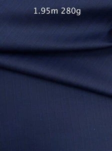 Navy Blue Super 130s Wool Suiting Fabric Grey Striped Fine Twill DRAGO 1.95 m - Picture 1 of 12
