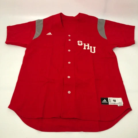 Adidas Sacred Heart Pioneers Baseball Jersey Size 48 Mens Red Button NCAA #17 Cover