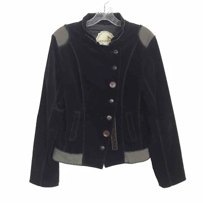 Nick and Mo Womens Corduroy Patch Long Sleeve Button Down Blazer Military Medium - Image 1 of 4