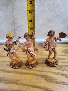 Vintage ITALIEN/Engel/Cherub (3er Set) 4 Zoll groß Spielinstrumente Tänzerin - Bild 1 von 14