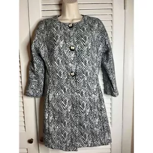 Cabi black white geometric print 3 button retro coat S waist shorter length - Picture 1 of 7
