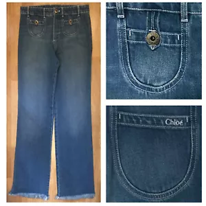 CHLOE Women’s High Rise Wide Leg Frayed Jeans sz 6 (US) 38 (French) NWT $1280 - Picture 1 of 11