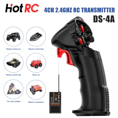 HotRC DS-4A Transmitter 2.4GHZ 4CH  F-04A Receiver For RC Car Boat Airplane - Image 1 of 4