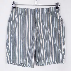 Lee Bermuda Shorts Damen 10 blau gestreift Baumwolle Stretch normale Passform mittlerer Bund - Bild 1 von 9