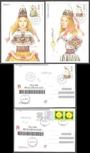 Folk Costumes 2004 Estonia  2 stamps 2 Maxicards Mi 498-9 REGISTERED - Picture 1 of 1