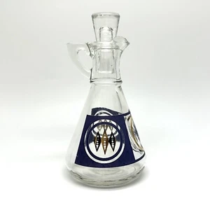 Vtg GAY FAD / HAZEL ATLAS Cruet w/Lid Periwinkle Blue/Gold RARE HTF Pattern MCM - Picture 1 of 9