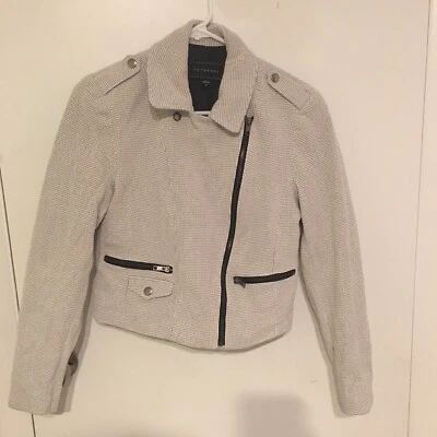 Укороченный блейзер Metaphor бежевый черный с молниями и карманами размер 8 - Изображение 1 из 4