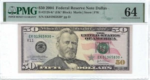 2004 50 Fifty Dollar STAR PMG 64 CHOICE UNC 1965/8/30 60th Birthday SN 01965830* - Picture 1 of 2