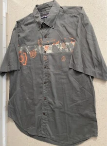 Reyn Spooner Mens Hawaiian Button Down Shirt Medium Gray Floral Short Sleeve - Picture 1 of 3