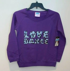 NWT Girls Runway Love Dance Purple Soft Cotton Fleece Sweatshirt Size XL / 16 - Picture 1 of 5