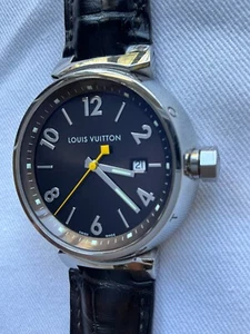 Louis Vuitton Tambour Q1111 Men's Watch Dark Brown Quartz 100M Water Resistant - Picture 1 of 22