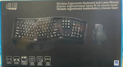 Adesso - WKB-1500GB - Wireless Ergonomic Desktop Keyboard and Laser Mouse - Image 1 of 2