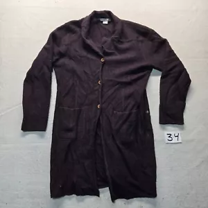 Cambridge Dry Goods Brown Long Cardigan 3 Button Long Sleeve 100% Wool Large - Picture 1 of 8