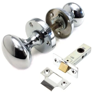 POLISHED CHROME MORTICE ROUND KNOB Or LATCH Home Sprung Door Handle Internal Set - Picture 1 of 14