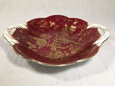 Coalport Gold Cairo 'Bird of Paradise' 9.75 Inch Ruby Red HANDLED BOWL 