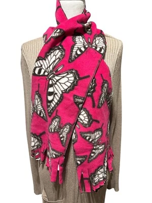 Bufanda polar con flecos rosa MARIPOSAS hecha a mano Foto 1 de 4