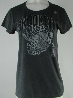 Brooklyn Nets NBA Adidas Women's Gray Crew-Neck Short Sleeve Shirt - Image 1 of 4