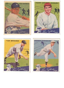 1934 Goudey Big League Chewing Gum: Gehrig, Manush, Earnshaw, Bridges: REPRINTS - Picture 1 of 2