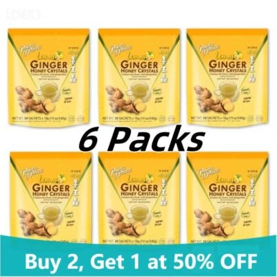 Ginger Honey Crystals, Lemon, Ginger Tea Herbal Tea 30 Sachets (6 Packs) - Image 1 of 3