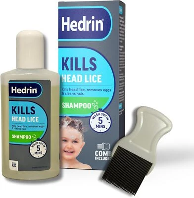 Hedrin Head Lice Shampoo & Comb Kit, Kills Head Lice & Eggs in 5 Minutes - Image 1 of 4