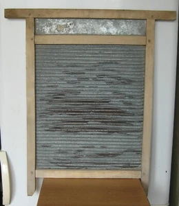 Antique Primitive Washboard Metal Zinc Wood Soviet Vintage USSR 1960 RARE - Picture 1 of 12